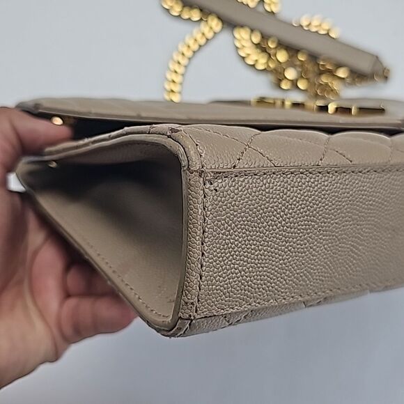 YSL Yves Saint Laurent Envelope Crossbody Bag Beige Tan - Picture 7 of 16